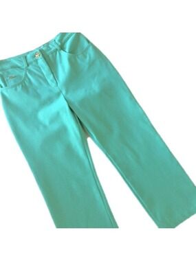 St. John Sport Y2K seafoam green/aqua/turquoise cropped jean pants, like new